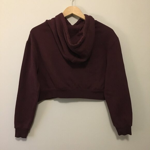 Soft Burgundy Cropped Pullover Hoodie - Picture 2 of 15